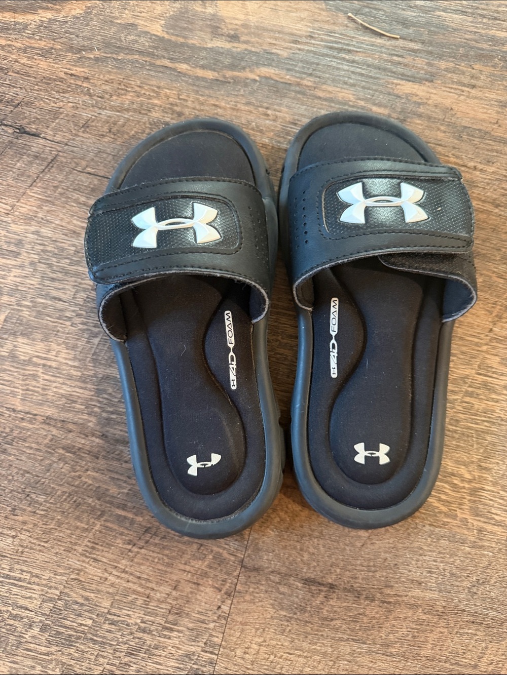 Under Armour Kids Black Slide Sandals with Logo Strap